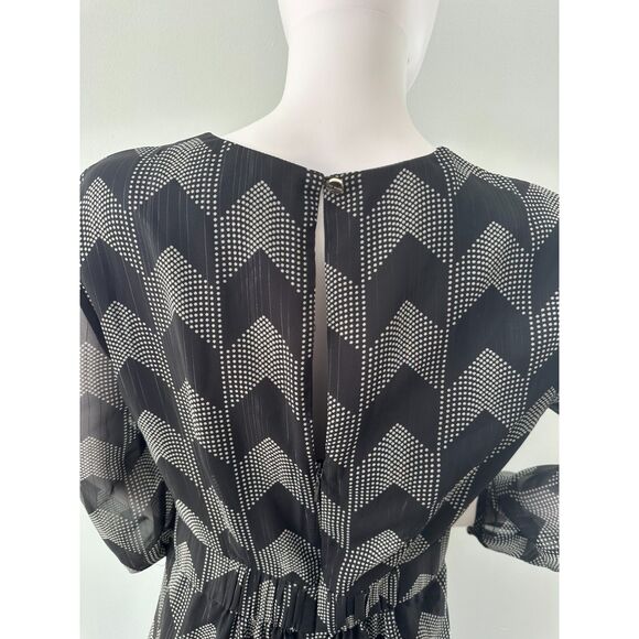 Ted Baker London Atlas Long Sleeve Midi Dress Black Chevron Modest Style size 3 - Picture 6 of 15